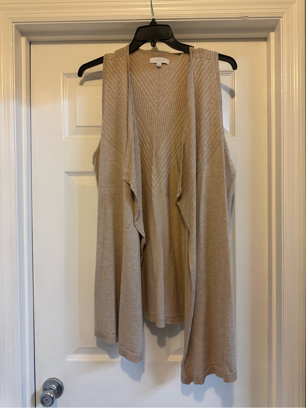 new directions Sleeveless Draped Open-Front Cardigan Vest - Beige